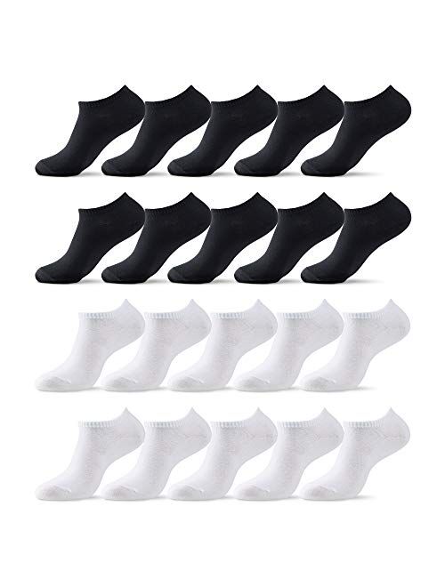 MONFOOT Women's and Men's 10-20 Pack Thin Cotton Low Cut Ankle Socks