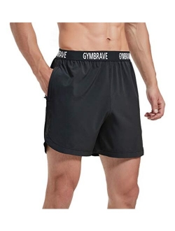 GymBrave Men's 5 Inches Inseem Athletic Running Shorts Lightweight Quick Dry Workout Training Short with Zip Pockets