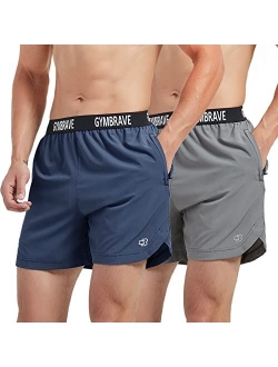 GymBrave Men's 5 Inches Inseem Athletic Running Shorts Lightweight Quick Dry Workout Training Short with Zip Pockets