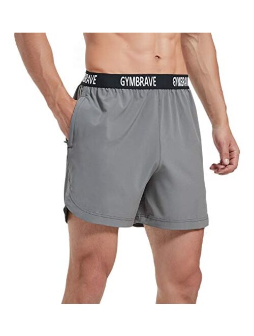 GymBrave Men's 5 Inches Inseem Athletic Running Shorts Lightweight Quick Dry Workout Training Short with Zip Pockets