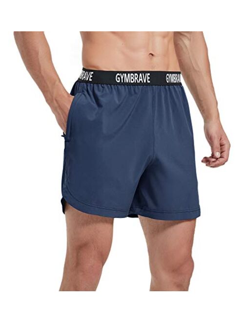 GymBrave Men's 5 Inches Inseem Athletic Running Shorts Lightweight Quick Dry Workout Training Short with Zip Pockets