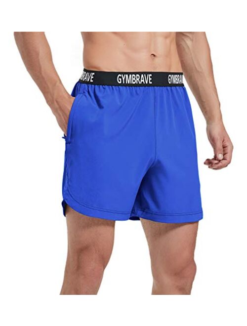 GymBrave Men's 5 Inches Inseem Athletic Running Shorts Lightweight Quick Dry Workout Training Short with Zip Pockets