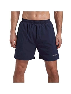 Hifunk Mens Workout Running Shorts 5 Inch Inseem Quick Dry Gym Athletic Training Shorts with Liner and Zipper Pocket