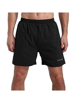 Hifunk Mens Workout Running Shorts 5 Inch Inseem Quick Dry Gym Athletic Training Shorts with Liner and Zipper Pocket