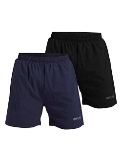 Hifunk Mens Workout Running Shorts 5 Inch Inseem Quick Dry Gym Athletic Training Shorts with Liner and Zipper Pocket