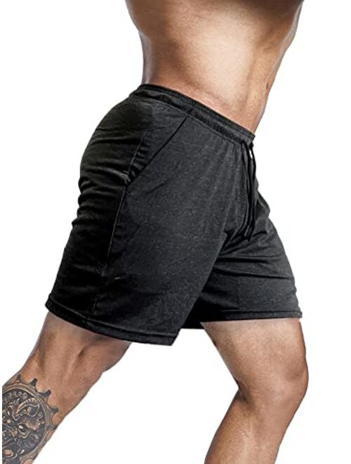 Lehmanlin Men's Workout Running Shorts 5 Inch Inseam Bodybuilding Quick Dry Shorts