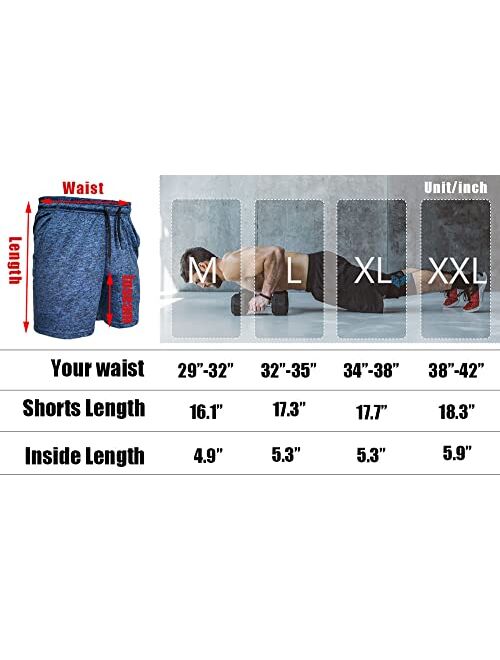 Lehmanlin Men's Workout Running Shorts 5 Inch Inseam Bodybuilding Quick Dry Shorts