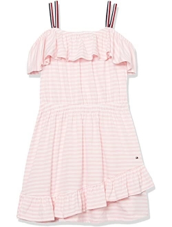 Kids Ruffle Mini Stripe Dress (Big Kids)