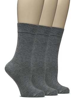 Hugh Ugoli Bamboo Women Socks, Soft Thin Crew Socks for Trouser, Dress, Business, Casual - 3 Pairs, Shoe Size: 6-9/9-12