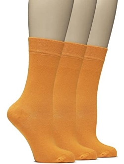 Hugh Ugoli Bamboo Women Socks, Soft Thin Crew Socks for Trouser, Dress, Business, Casual - 3 Pairs, Shoe Size: 6-9/9-12