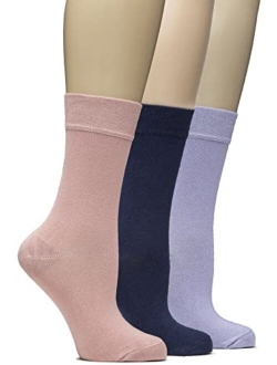 Hugh Ugoli Bamboo Women Socks, Soft Thin Crew Socks for Trouser, Dress, Business, Casual - 3 Pairs, Shoe Size: 6-9/9-12