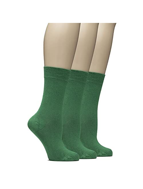 Hugh Ugoli Bamboo Women Socks, Soft Thin Crew Socks for Trouser, Dress, Business, Casual - 3 Pairs, Shoe Size: 6-9/9-12