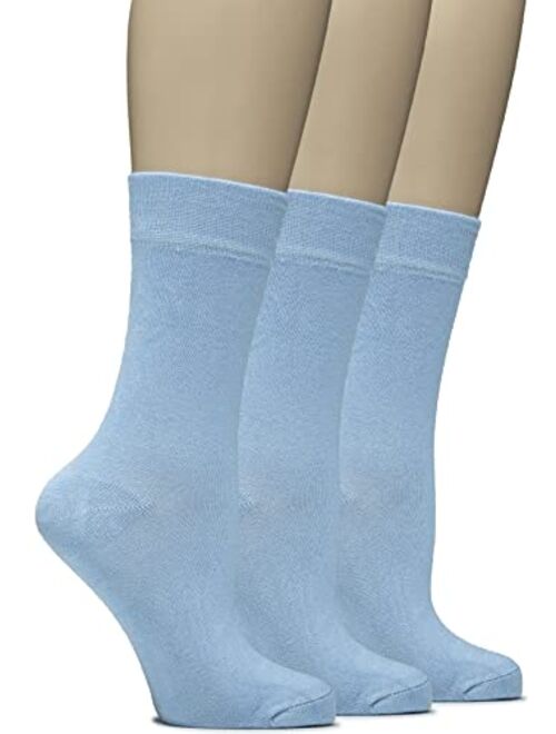 Hugh Ugoli Bamboo Women Socks, Soft Thin Crew Socks for Trouser, Dress, Business, Casual - 3 Pairs, Shoe Size: 6-9/9-12