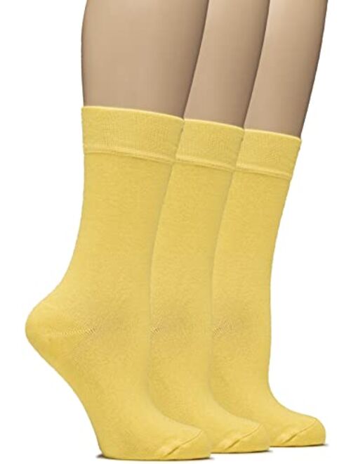 Hugh Ugoli Bamboo Women Socks, Soft Thin Crew Socks for Trouser, Dress, Business, Casual - 3 Pairs, Shoe Size: 6-9/9-12