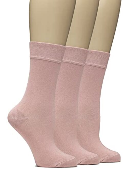 Hugh Ugoli Bamboo Women Socks, Soft Thin Crew Socks for Trouser, Dress, Business, Casual - 3 Pairs, Shoe Size: 6-9/9-12