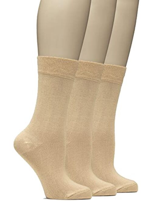 Hugh Ugoli Bamboo Women Socks, Soft Thin Crew Socks for Trouser, Dress, Business, Casual - 3 Pairs, Shoe Size: 6-9/9-12