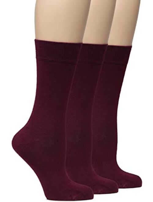 Hugh Ugoli Bamboo Women Socks, Soft Thin Crew Socks for Trouser, Dress, Business, Casual - 3 Pairs, Shoe Size: 6-9/9-12