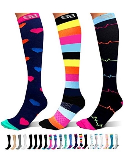 SB SOX 3-Pair Compression Socks (15-20mmHg) for Men & Women – Best Socks for All Day Wear!