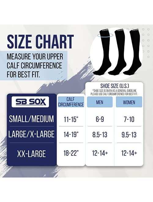 SB SOX 3-Pair Compression Socks (15-20mmHg) for Men & Women – Best Socks for All Day Wear!