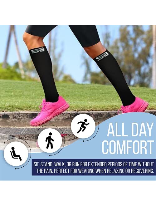 SB SOX 3-Pair Compression Socks (15-20mmHg) for Men & Women – Best Socks for All Day Wear!