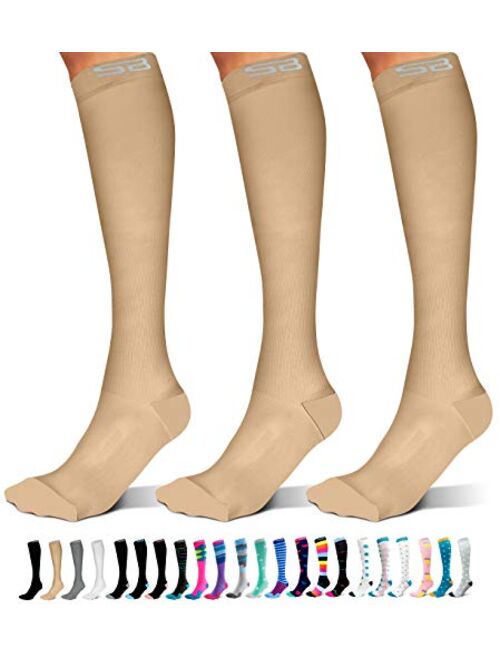 SB SOX 3-Pair Compression Socks (15-20mmHg) for Men & Women – Best Socks for All Day Wear!