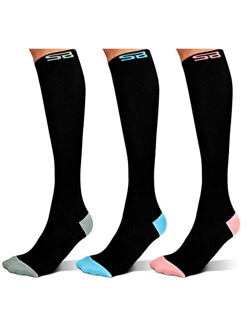 SB SOX 3-Pair Compression Socks (15-20mmHg) for Men & Women – Best Socks for All Day Wear!