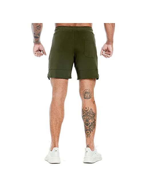 A WATERWANG Mens Gym Workout Shorts, 5” Shorts Men for Athletic Running Bodybuilding with Zipper Pockets