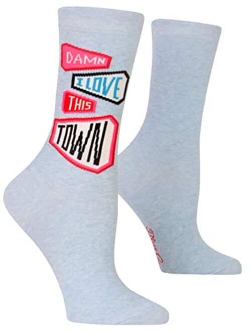 Blue Q Women's Novelty Crew Socks (fit women's shoe size 5-10)