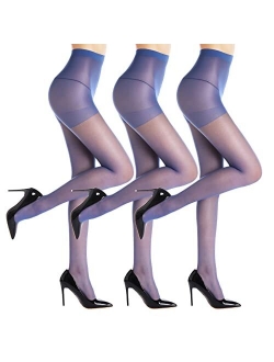 G&Y 3 Pairs Women's Sheer Tights - 20D Control Top Pantyhose with Reinforced Toes