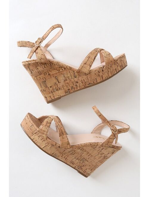 Lulus Nixie Cork Wedge Sandals