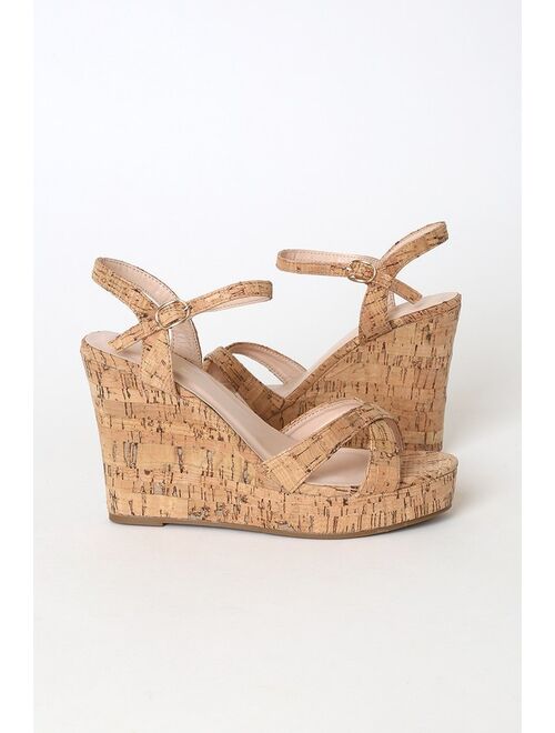 Lulus Nixie Cork Wedge Sandals