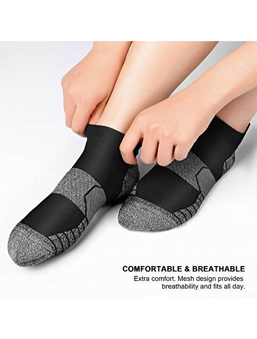 PAPLUS Compression Running Socks Women (6 Pairs), Ankle Athletic Socks Low Cut with Arch Support