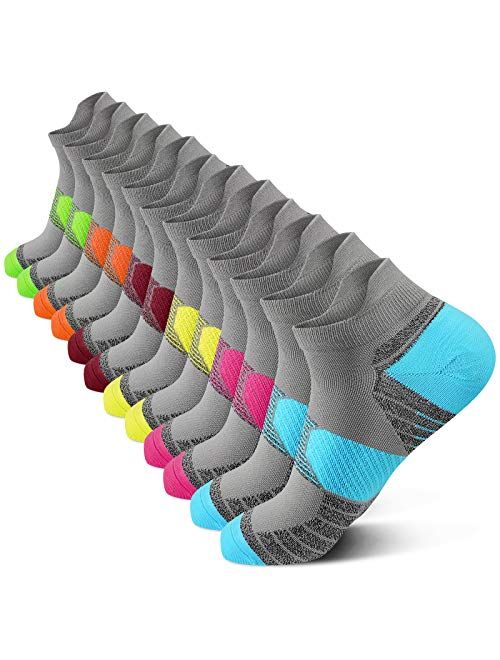 PAPLUS Compression Running Socks Women (6 Pairs), Ankle Athletic Socks Low Cut with Arch Support