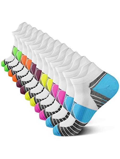 PAPLUS Compression Running Socks Women (6 Pairs), Ankle Athletic Socks Low Cut with Arch Support