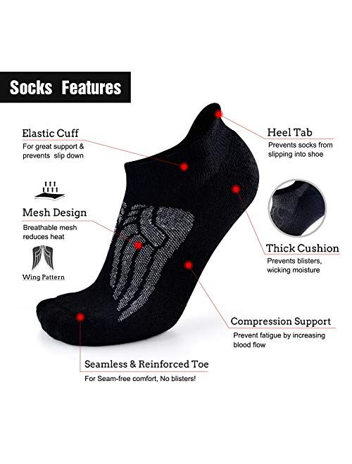 Busy Socks Merino Wool Compression Support Ankle Running Hiking Socks for Men Women, Soft Thick Cushion Tab Socks 3/6 Pairs