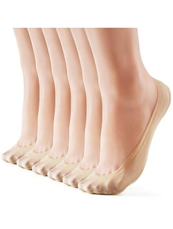 WISVOOO 3-6 Pairs No Show Socks Women Nylon Ultra Low Cut Non-Slip Thin Liner Socks Invisible Hidden Socks for Flats