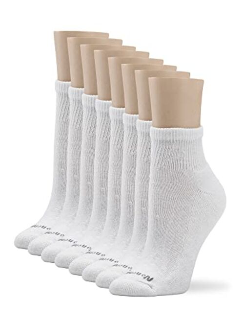 No Nonsense womens Cushion Quarter Top 8 Pair Pack Liner Socks, White, One Size US