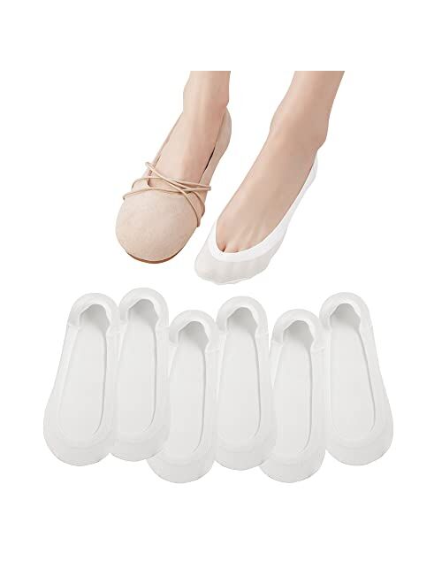 Aoczes 6 Pairs Ultra Low Cut Liner Socks No Show Socks Womens Invisible Socks for Women Non Slip for Flats Boat Summer.