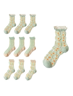 kitgaga Crystal Tulle Summer Socks Womens Sheer Mid Tube socks Transparent Thin Mesh Lace Elastic Jacquard Glass Socks