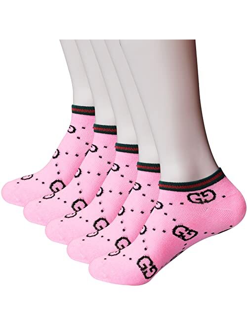 Huiige 5 Pair Ankle Socks for Women, Women Low Cut Cotton Socks Non Slip Socks No Show Socks Fits Size 5-8