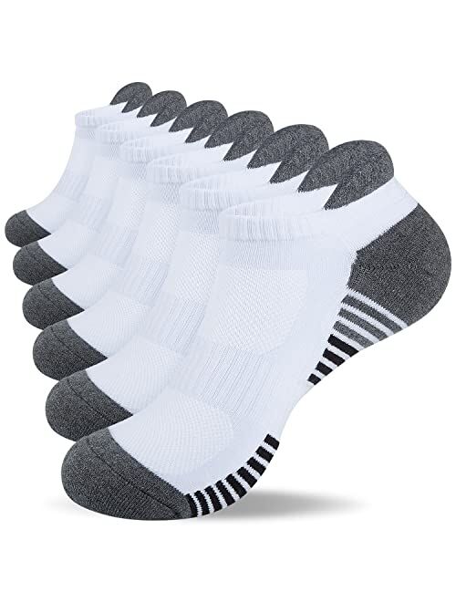 Lapulas Athletic Running Ankle Socks, Low Cut Cushioned Anti-Blister Tab Sports Socks Men Women 6Pairs