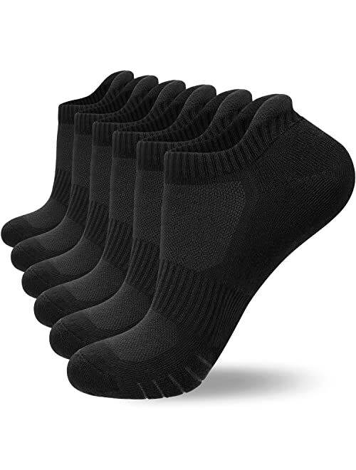 Lapulas Athletic Running Ankle Socks, Low Cut Cushioned Anti-Blister Tab Sports Socks Men Women 6Pairs