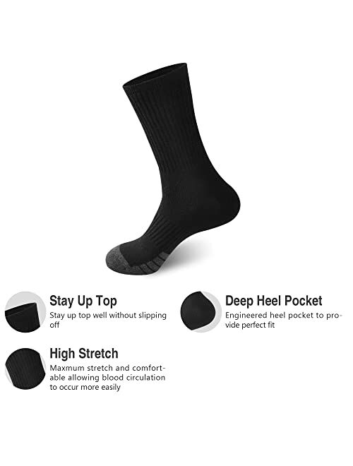 GKX Men's Cotton Athletic Moisture Control Heavy Duty Work Boot Cushion Crew Socks Multi Pack