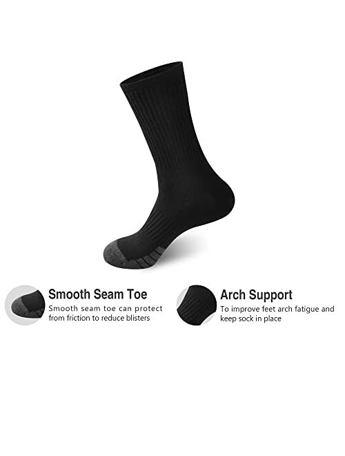 GKX Men's Cotton Athletic Moisture Control Heavy Duty Work Boot Cushion Crew Socks Multi Pack