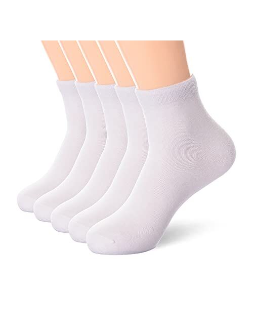 Jeedmno Women Thin Cotton Socks, Warm Soft Cotton Socks Women Ankle Quarter Cut Socks 5/10/25 Pairs