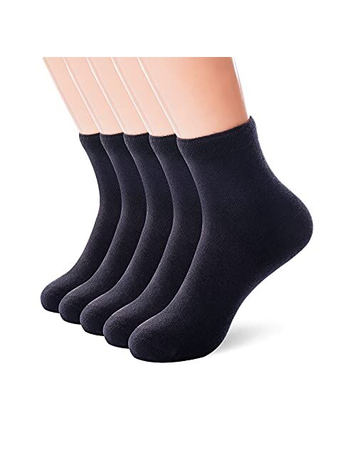 Jeedmno Women Thin Cotton Socks, Warm Soft Cotton Socks Women Ankle Quarter Cut Socks 5/10/25 Pairs