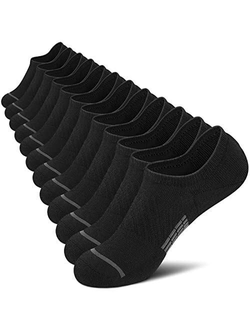 PAPLUS No Show Socks Men 6 Pairs, Non Slip Cushioned Low Cut Ankle Sock with Arch Support