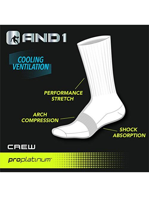 AND1 Men's Socks - Athletic Cushion Crew Socks (24 Pack)