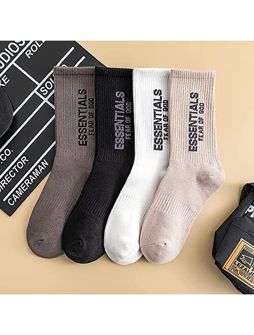 ixccoiv Fear of God Essential Socks Fashion Hip Hop Socks 4-Pair Casual Athletic Adult Socks