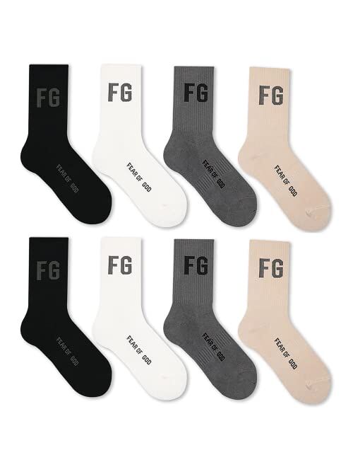 ixccoiv Fear of God Essential Socks Fashion Hip Hop Socks 4-Pair Casual Athletic Adult Socks